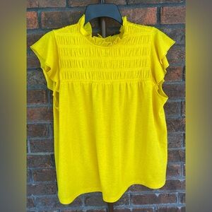 Ruffle neck flutter sleeve blouse Ann Taylor